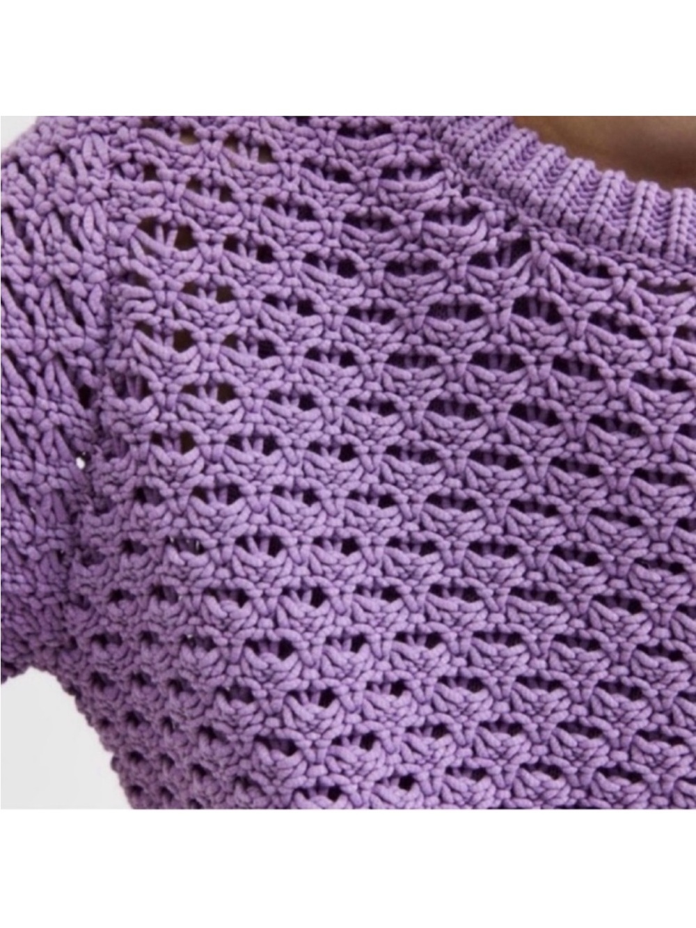 Selected Femme NWT chunky shortsleeved knit weave violet sweater extra large - Picture 4 of 14
